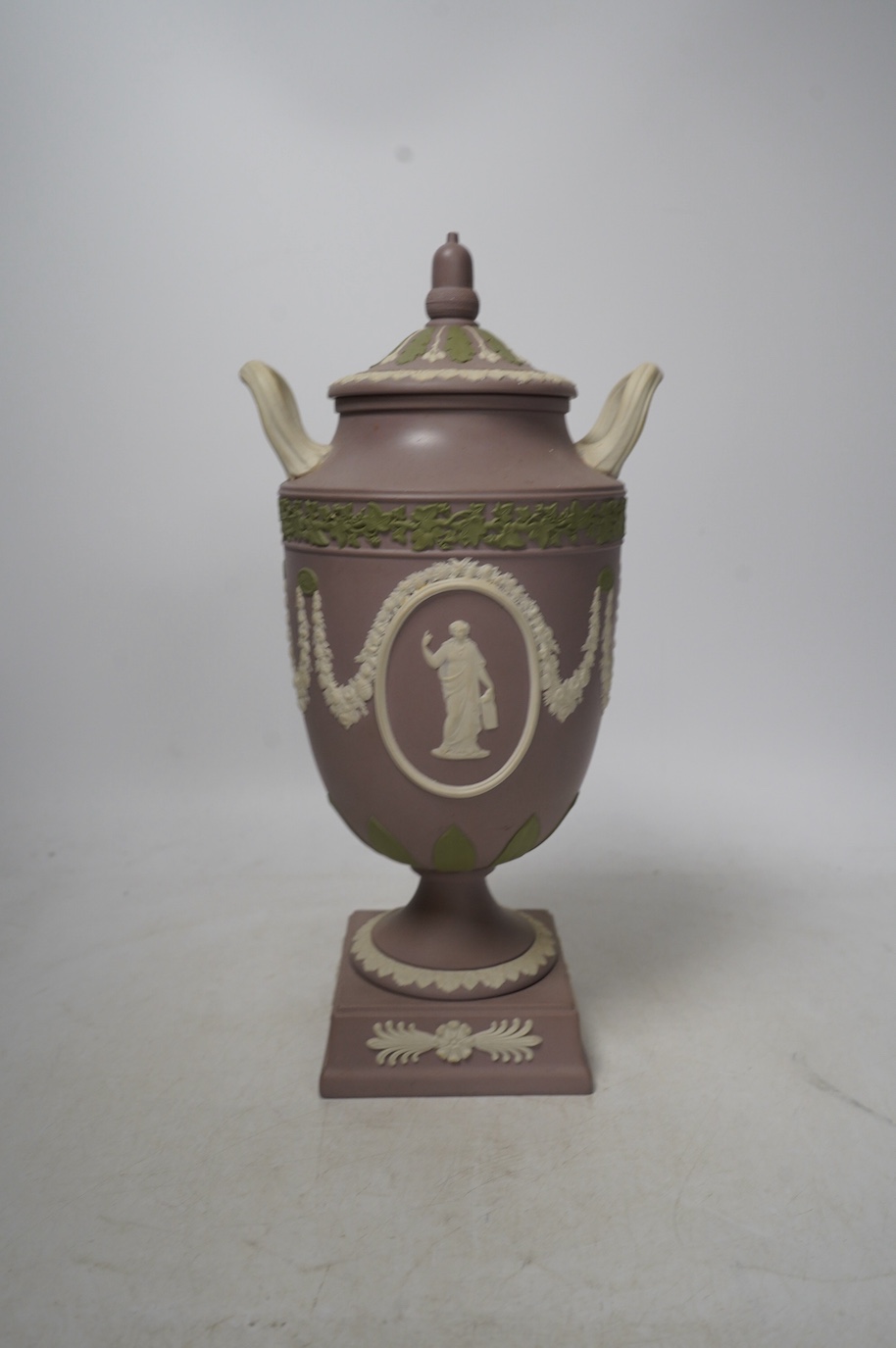 A Wedgwood three-colour Jasper vase and cover, model 40, Limited edition of 100 from the St. James‘s collection, 30cm high. Condition - good